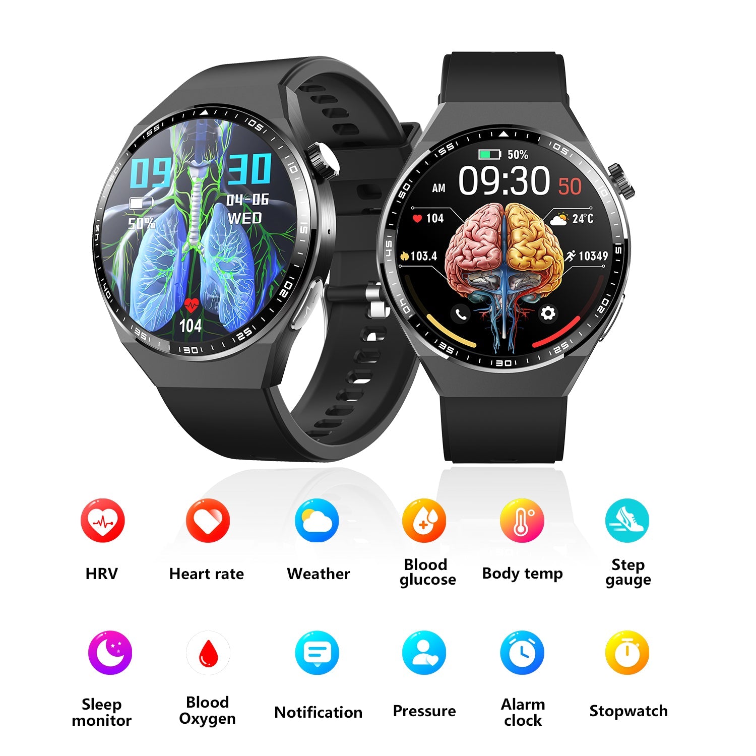 ECG PPG Diabetic Smartwatch – 1.55" Full Touch Fitness