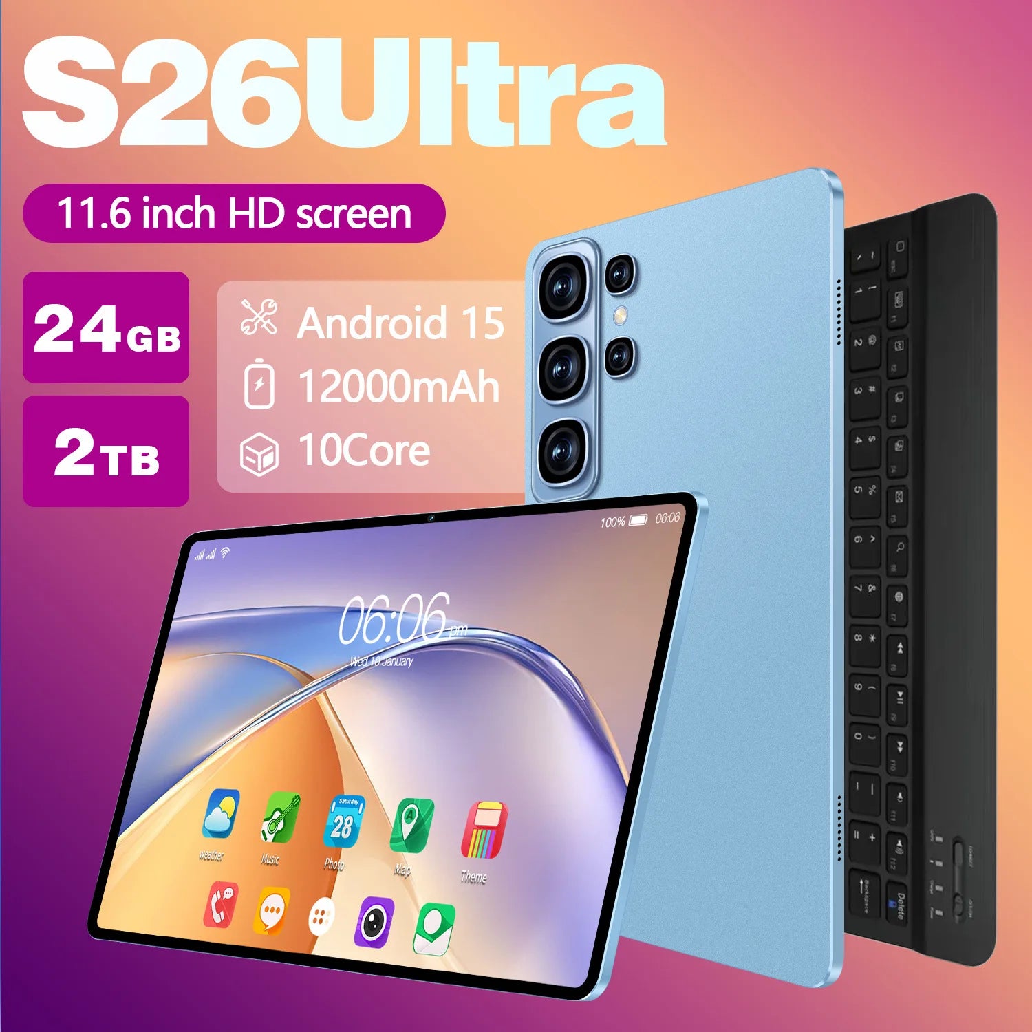 24G+2TB 2025 NEW S26Ultra 11 Inch Android 15 Tablet with Dual SIM 4G Phone Call Function Professional Use Memory