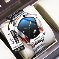 BINBOND Men's Quartz Watch — Crystal-Accent Dial, Steel Bracelet
