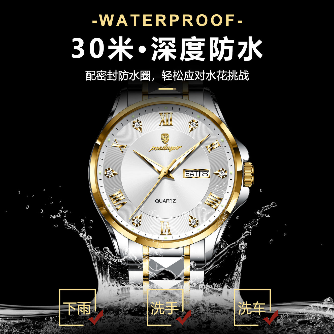 Swiss Brand Luxury Mens Watch With Double Calendar Dropship Ready