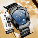 BINBOND Men's Quartz Watch — Crystal-Accent Dial, Steel Bracelet