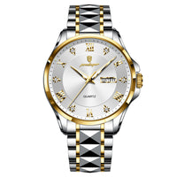 Men's Luxury-Style Quartz Watch — Day/Date, Stainless Steel Bracelet