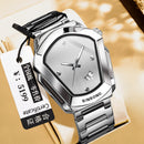 BINBOND Men's Quartz Watch — Crystal-Accent Dial, Steel Bracelet