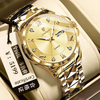 Men's Luxury-Style Quartz Watch — Day/Date, Stainless Steel Bracelet