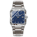 Binbang Square Men's Quartz Watch — Date Window, Steel Strap