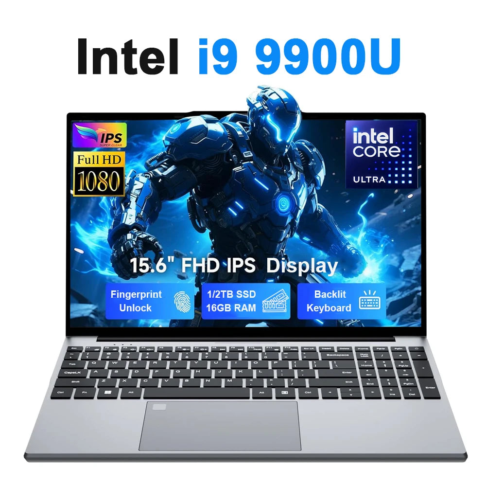 Portable 15.6" Gaming Laptop Computer Intel Core i9 10980HK/9900U Windows 11 PC Gamer 16GB RAM Fingerprint Unlock Notebook PC