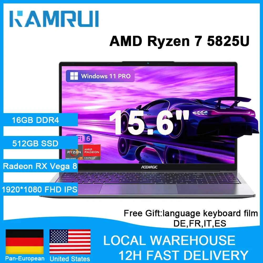 KAMRUI 15.6" Gaming Laptop – AMD Ryzen 7 5825U or Ryzen 5 7430U | 16GB DDR4 | 512GB NVMe | Wi-Fi 6 | Windows 11 Pro