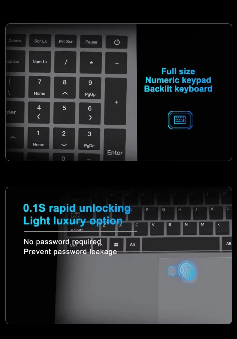 15.6“ Gaming Laptop Computer Intel i9 10980HK i3 6100 Laptop PC Gamer 16GB RAM 1TB SSD Fingerprint Unlock Notebook PC Backlight