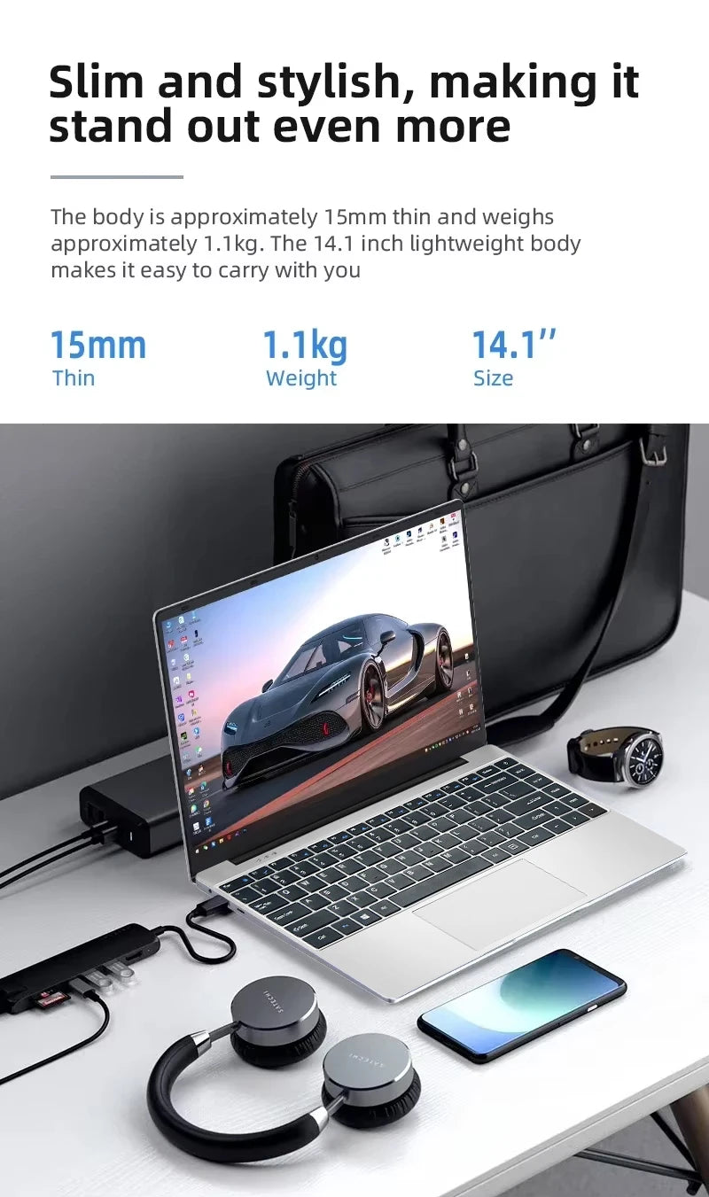 15.6" Office Laptop — Intel Atom x7, 12GB RAM, Up to 2TB SSD, Windows 11