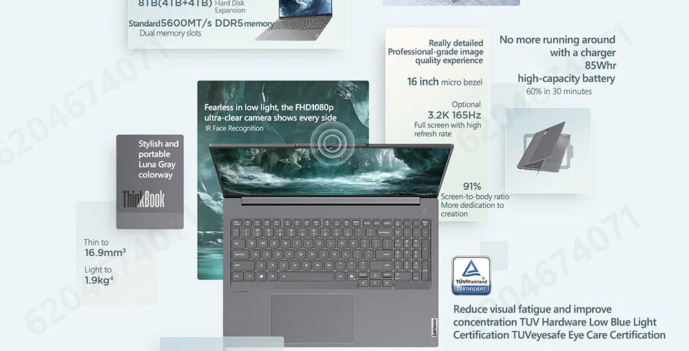Lenovo ThinkBook 16+ 2024 – Intel Ultra 9 | 32GB DDR5 | 1TB SSD | 3.2K 165Hz | Intel ARC | Thunderbolt 4