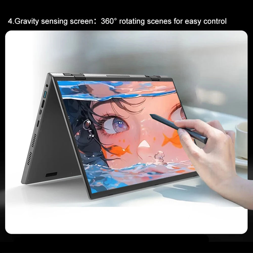 CRELANDER YG14D Dual Screen 2-in-1 Laptop – 14"+14" 2K Touch | Intel N95/N100 | Up to 32GB | RGB Backlit | 360° Flip