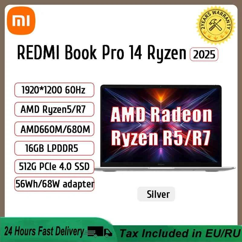Xiaomi Laptop REDMI Book 14 /REDMI Book 16 R5-7535H/R7-7735H 16G 512G SSD Thin Notebook Game Office Design Laptop