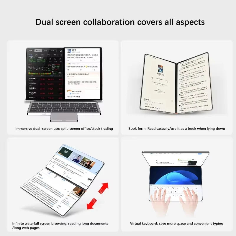GLF-S2 10.9+10.95 Inch Dual Screen Laptop Intel i3 1215U N100 Touchscreen Notebook WIFI 6 180° flip Win11 Laptop Tablet Computer