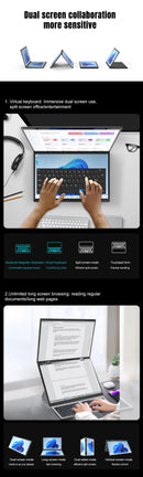 CRELANDER Dual-Screen Laptop — 14"+14" 2K Touch, 2-in-1 360° Flip, Intel N95/N100