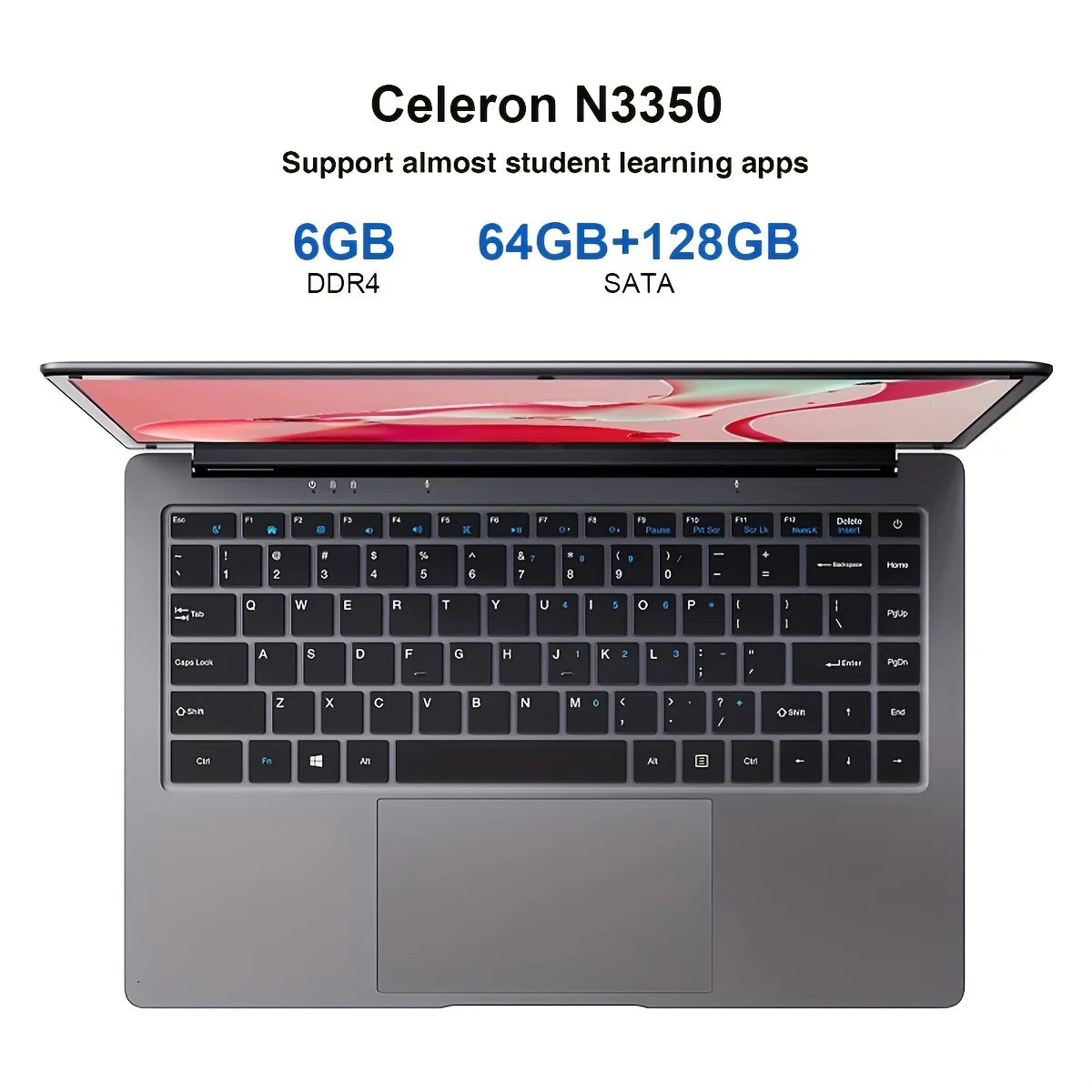 14" Laptop — Intel Celeron N3350, 6GB RAM, 192GB SSD, Windows