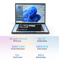 CRELANDER Dual-Screen Laptop — 14"+14" 2K Touch, 2-in-1 360° Flip, Intel N95/N100