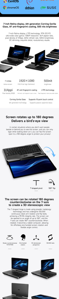 GPD MicroPC 2 2025 – 7" Pocket Laptop | Intel i3-N300 | 16GB DDR5 | Up to 4TB SSD | Touch | Wi-Fi 6 | Windows 11 Pro