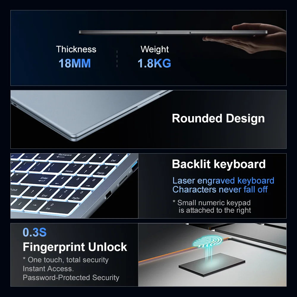 Ninkear N16Pro 16" — Intel Core i7, 2.5K 120Hz, 16GB RAM, 1TB SSD