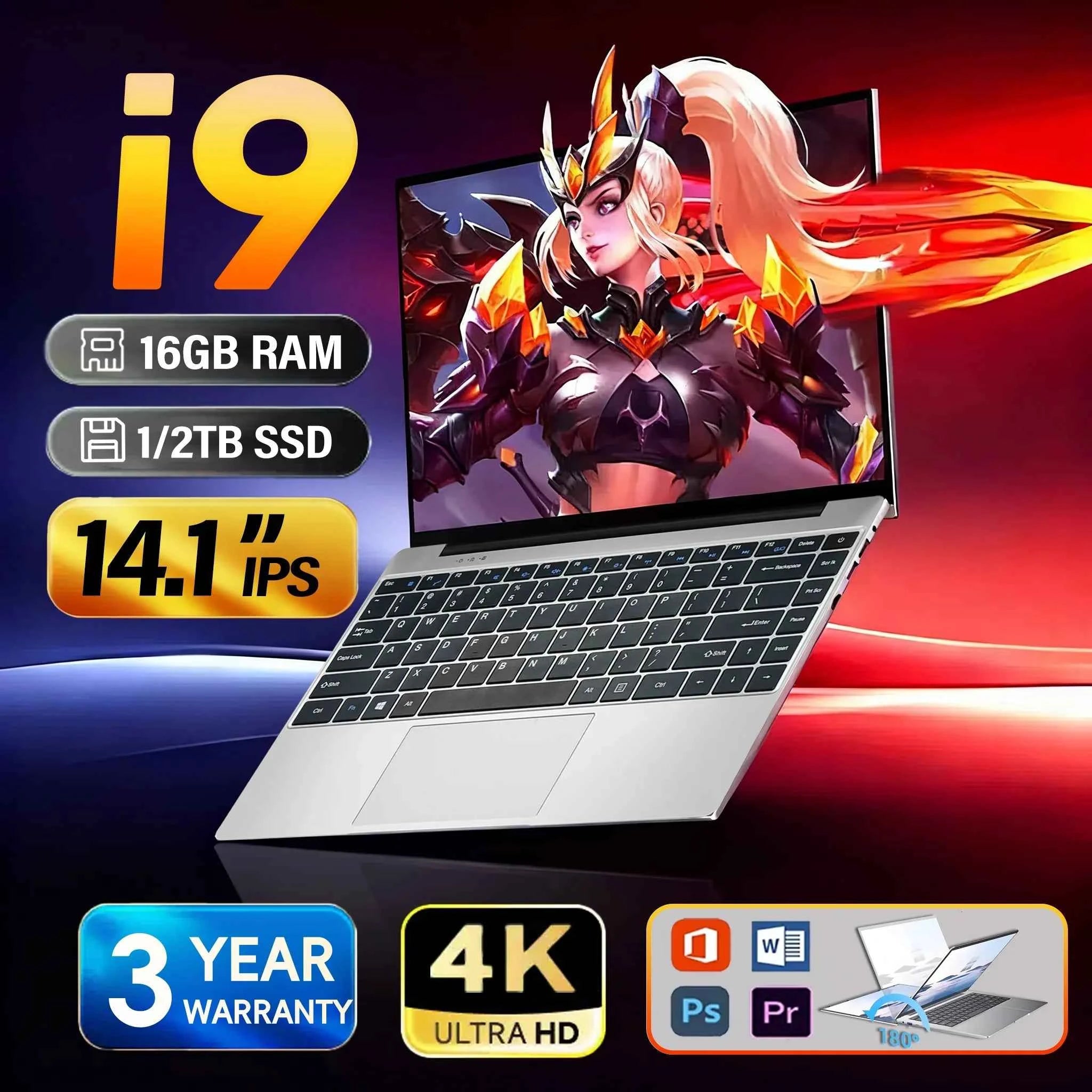 Intel Core i9 Laptop – 16GB RAM | Windows 11 Pro | 90Hz FHD | Gaming & Work
