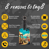 Smart Bag Security Tag - Rome [Pack 2] by Global Lost Recovery Service | 2800+ Airports worldwide